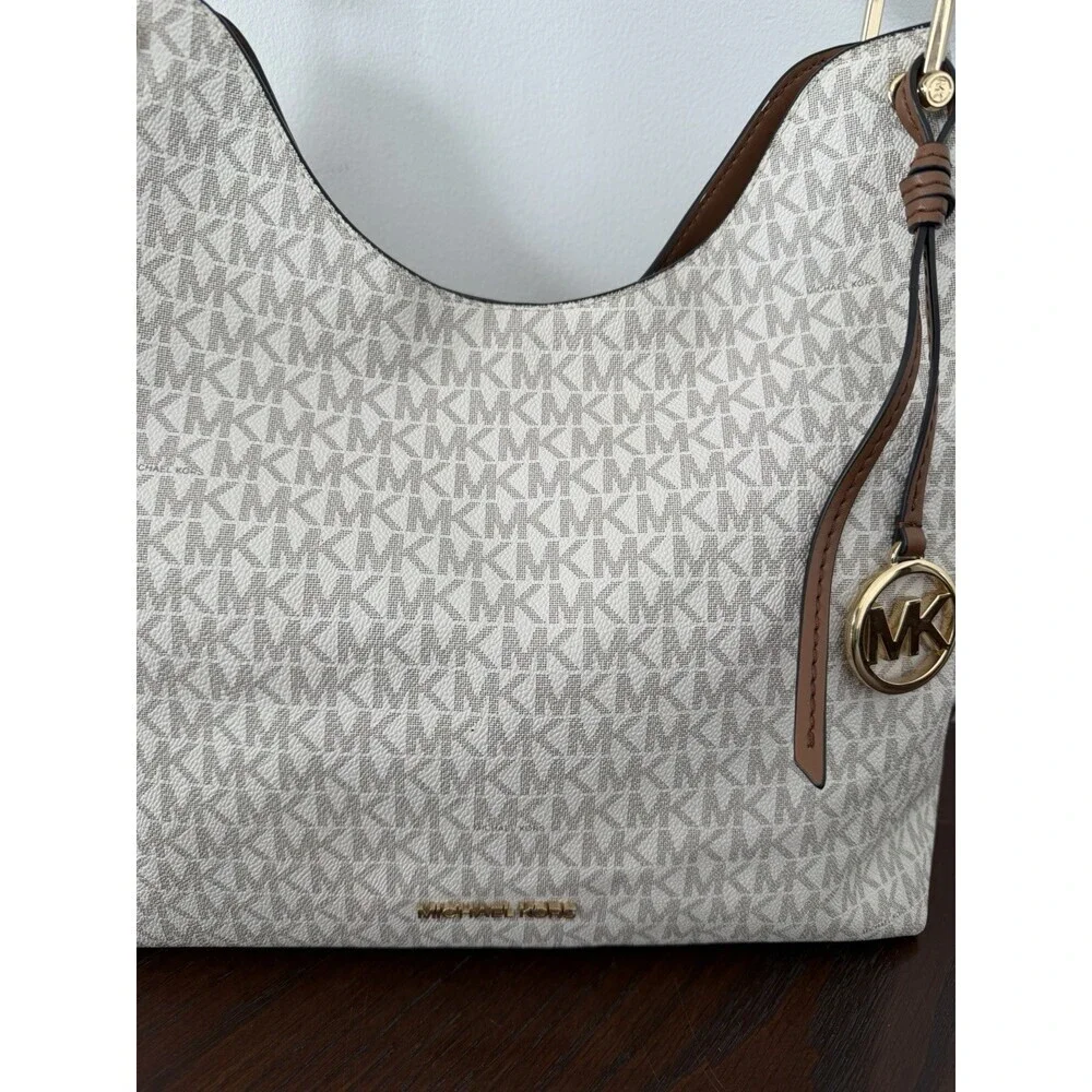 Michael Kors Shoulder Bag Joan Large Slouchy Vanilla Pebbled Leather AUTHENTIC - Picture 3 of 16